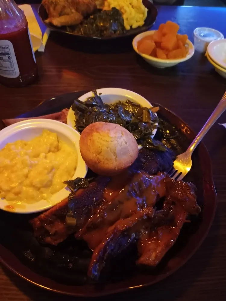 BBQ Ribs with Greens and Cream Corn