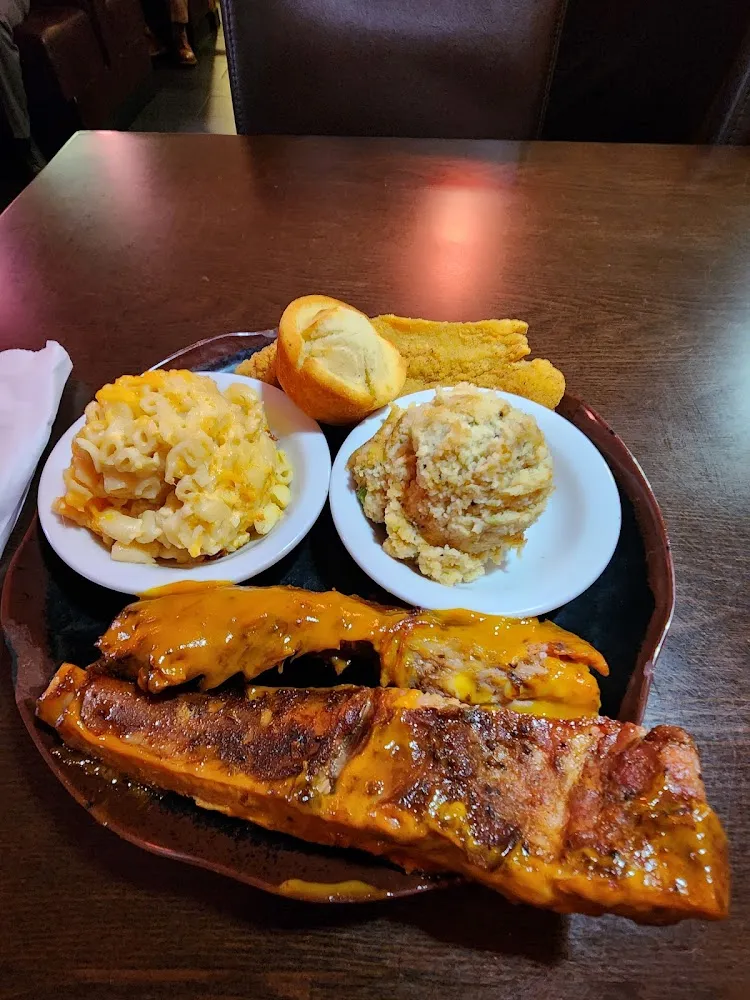 Buffet with Catfish and Ribs
